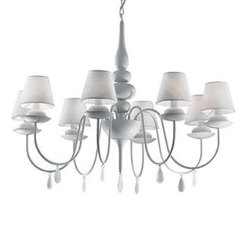 Image of Blanche 8 Light Multi Arm Chandelier White Finish, E14