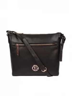 image of Pure Luxuries London Black 'Byrne' Leather Cross Body Bag