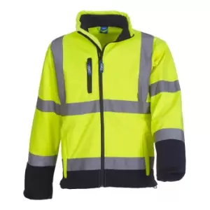 Image of Yoko Mens Hi-Vis Sofshell Jacket (Pack of 2) (XL) (Hi-Vis Yellow/Navy)