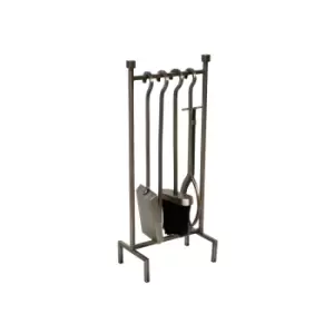 Ivyline Iron Hanging Rack Fire Set Pewter 51Cm