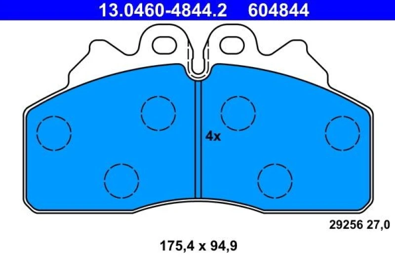 Image of ATE 13.0460-4844.2 Brake pad set excl. wear warning contact Brake Pad Set,disc brake (402)