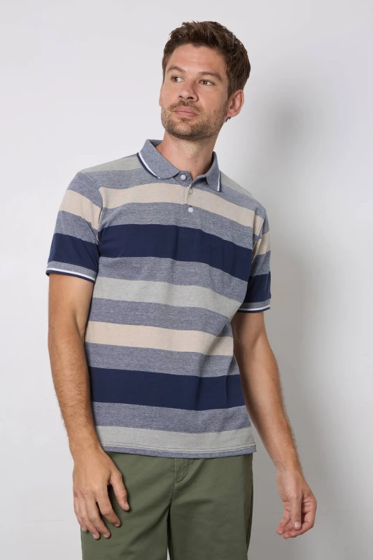 Image of Debenhams Debenhams Men Barbados Stripe Polo Shirt in Ecru Size: Small Ecru S Male 5045743796198