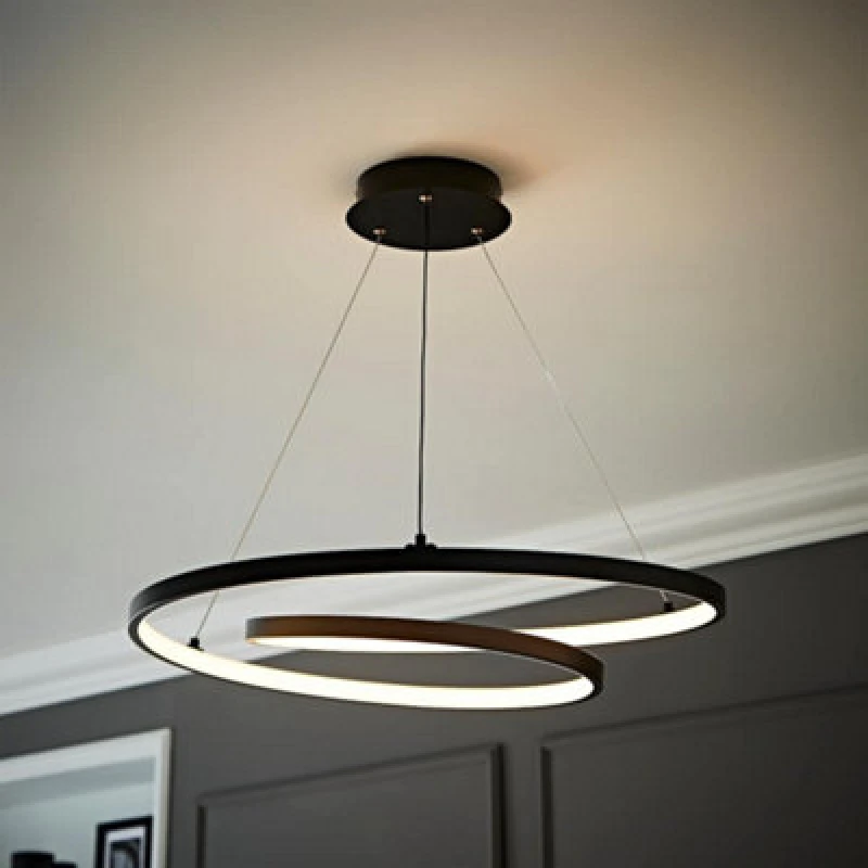 Image of ValueLights Infinity Matt Black Loop Integrated LED Ceiling Light in Warm White Black