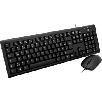 Image of V7 Videoseven CKU200DE USB Keyboard and mouse set Splashproof German, QWERTZ, Windows Black