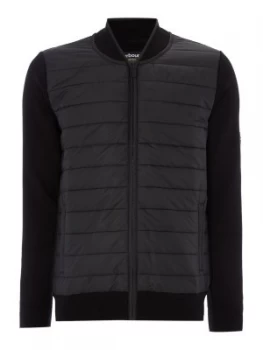 Image of Mens Barbour Baffle zip through hybrid cardigan Black