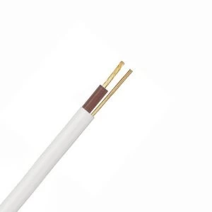 Image of Zexum White 1.5mm 16A Brown Single Core and Earth 6241B Flat LSZH Low Smoke Zero Halogen Harmonised Lighting Power Cable - 1 Meter