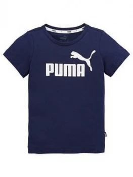 Image of Puma Puma Essentials Logo T-Shirt, Navy, Size 9-10 Years