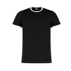 Image of Kustom Kit Mens Fashion Fit Ringer T-Shirt (L) (Black/White)