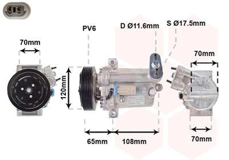 Image of VAN WEZEL Air conditioning compressor VAN WEZEL 0800K063