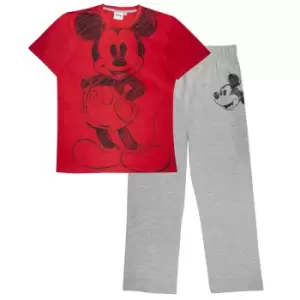 Image of Disney Mens Mickey Mouse Sketch Pyjama Set (M) (Red/Heather Grey)