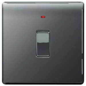 image of Wickes 20A Light Switch + LED 1 Gang Black Nickel Screwless Flat Plate