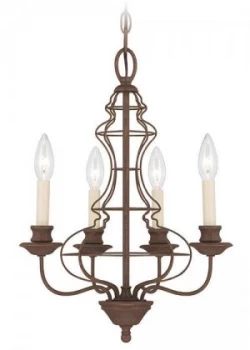 image of Chandelier 4 Light Rustic Antique Bronze Finish, E14