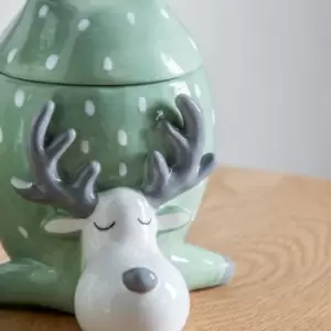 Image of Crossland Grove Reindeer Pot w/ Lid Green 145x125x175mm