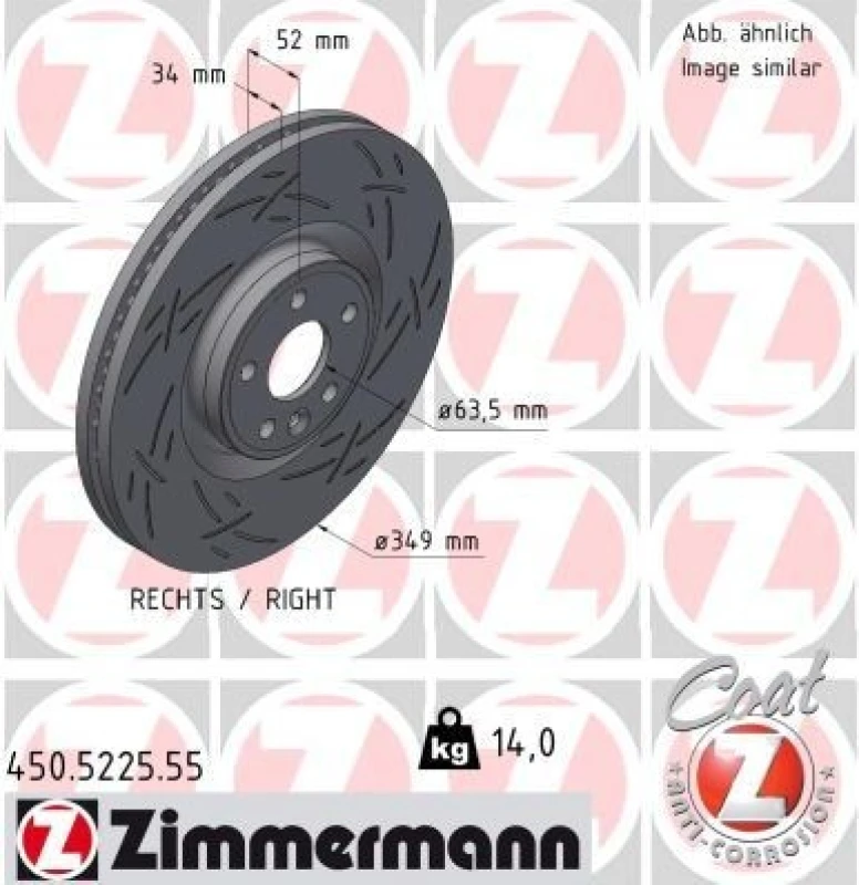 Image of ZIMMERMANN Brake disc ZIMMERMANN 450.5225.55