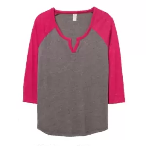Image of Alternative Apparel Womens/Ladies Outfield Vintage 50/50 Long Sleeve T-Shirt (M) (Vintage Coal/Vintage Pink)