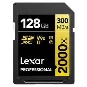 image of Lexar 128GB Professional 2000x 300MB/Sec UHS-II V90 SDXC Card