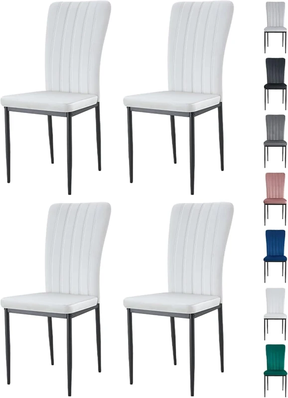 Image of MCC Direct Set of 4 High back Dining Chairs Velvet FabricKitchen/Dining Seating - Elle By MCC in Beige Beige Unisex
