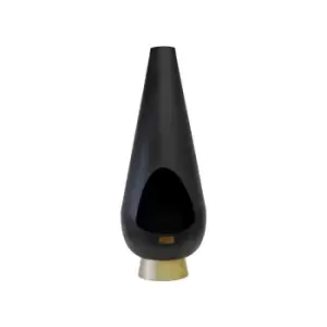 Image of Ivyline Outdoor Leo Fireplace In Matt Black/Antique Gold H:120 Cm x W:46 Cm