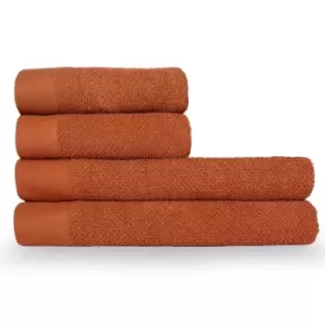 image of Textured Weave 4 Piece Hand/Sheet Towel Set Pecan