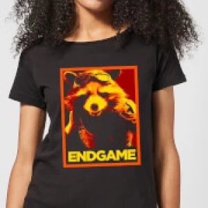 Image of Avengers Endgame Rocket Poster Womens T-Shirt - Black