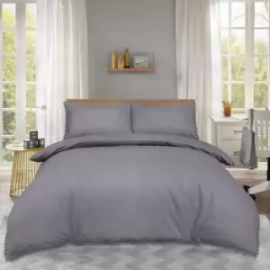 Image of Sandringham Duvet Set - Charcoal - Double - TJ Hughes