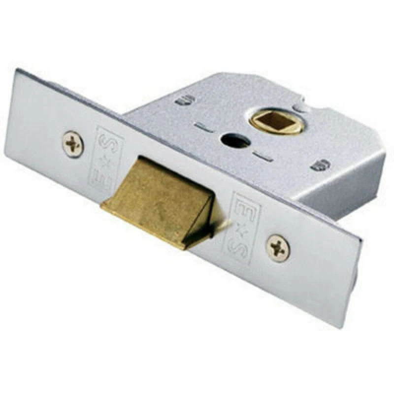 Image of Loops 76mm Flat Mortice Door Security Latch Fire Door Rated Satin Chrome Multi unisex