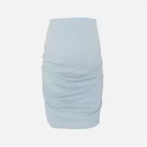 Image of Missguided Rib Ruched Maternity Midi Skirt - Blue