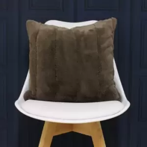 Image of Riva Paoletti Empress Super Soft Faux Fur Cushion Cover, Taupe, 55 x 55 Cm