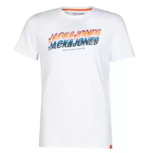 image of Jack Jones JORTYLER mens T shirt in White. Sizes available:S,M,XS