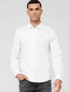 Image of Calvin Klein Slim Fit Stretch Poplin Shirt - White, Size L, Men