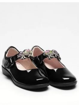 Image of Lelli Kelly Girls Blossom Unicorn School Shoes - Black Patent