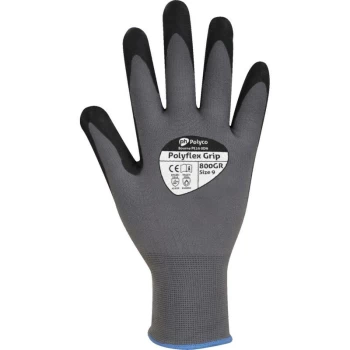 image of 8008GR PolyFlex Grip Grey Gloves Size 8 - Polyco