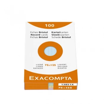 Image of Exacompta Record Cards Lined 75x125mm Assorted 13851X (PK100)