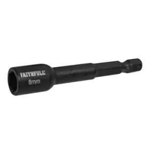 image of Faithfull Magnetic Impact Nut Driver 8mm x 1/4in Hex FAISBMNUT8I