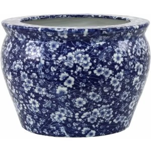 Image of Ceramic Planter, Vintage Blue & White Daisies Design