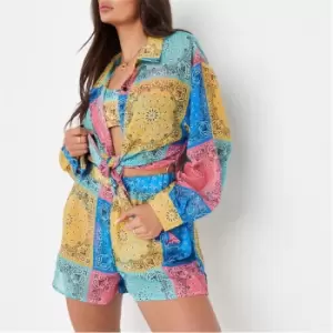 image of Missguided Paisley Print Beach Cover Up Shirt - Multi