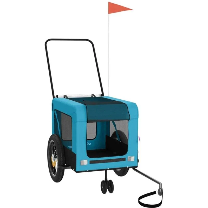 Image of VIDAXL Vidaxl - Pet Bike Trailer Blue and Black Oxford Fabric and Iron 8720845770310