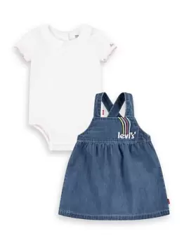 image of Baby Top and Rainbow Skirtall Set - White