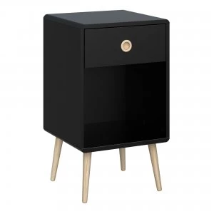 image of Softline 1 Drawer Bedside Table Black