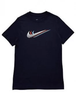Image of Nike Unisex Nsw Triple Swoosh Short Sleeve T-Shirt - Black
