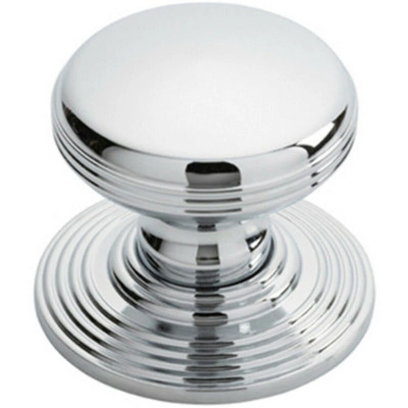 Image of Loops Smooth Ringed Cupboard Door Knob 35mm Dia Polished Chrome Cabinet Handle Multi unisex