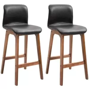 Image of HOMCOM Modern Wood Bar Chairs Kitchen Cafe Stools Dining Barstool - Brown