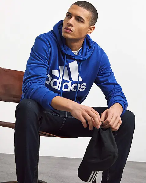 Image of Adidas adidas Big Logo French Terry Hoodie Blue Male 2XL(48/52) DI08405