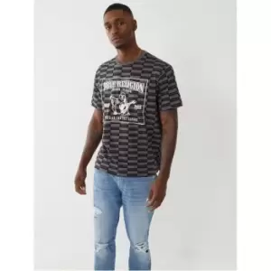 Image of True Religion True Religion Chequered Buddha T-Shirt Mens - Black
