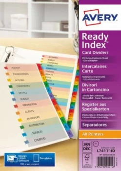 Avery Readyindex Divider Jan-Dec 02002501