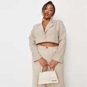 image of Missguided Plus Size Cropped Blazer - Neutral