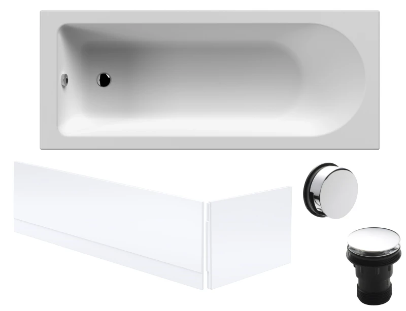 Image of Balterley Round Bath with Front and End Panel and Chrome Waste 1700 x 700mm Silver
