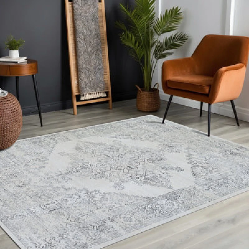 Image of Livabliss Vintage Oriental Boho Cream Ceren Area Rug 160 X 215cm - Easy Care, Non Shedding, Ideal For Living Room & Bedroom
