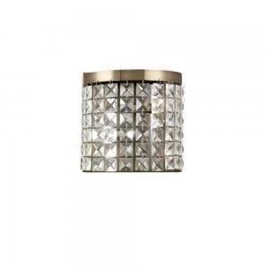 Image of Wall Lamp 2 Light Antique Brass, Crystal