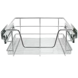 image of 6 x Kitchen Pull Out Soft Close Baskets, 400mm Wide Cabinet, Slide Out Wire Storage Drawers - Silver - Kukoo